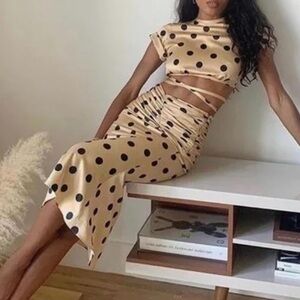 Orseund Iris Cream and Black Polka Dot Crop Top